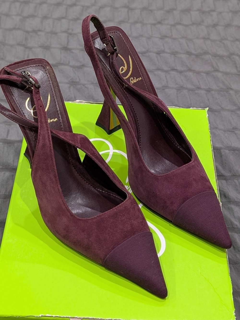Sam Edelman Burgundy Pointed-Toe Slingback Heels - Picture 1 of 3